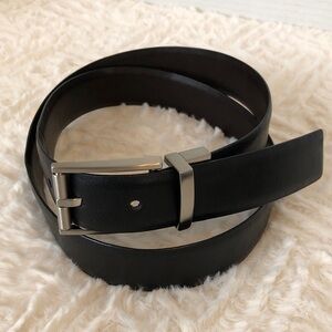 Calvin Klein Reversible Genuine Black/ Brown Leather Belt with Silver Buckle, 36